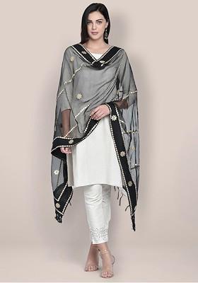 Embroidered Organza Dupatta With Gotta Patti