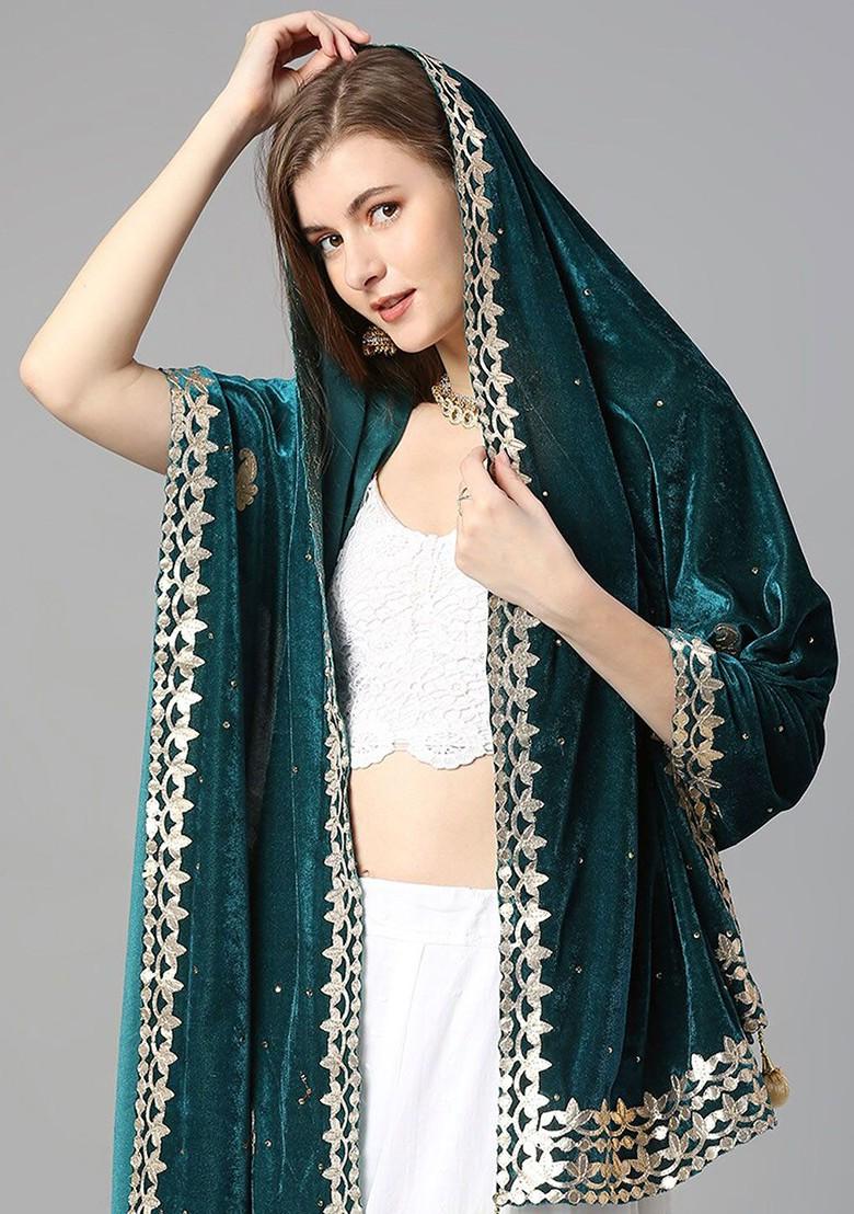 Embroidered Velvet Dupatta