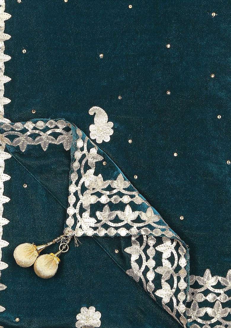 Embroidered Velvet Dupatta - Indya