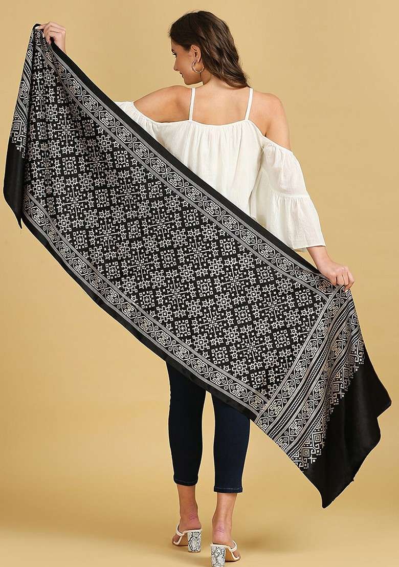 Ethnic Motifs Printed Block Print Dupatta - Indya