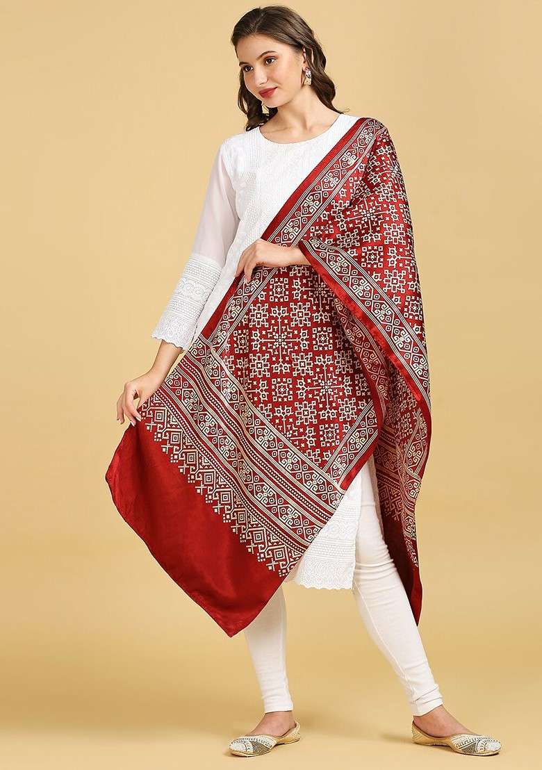 Ethnic Motifs Printed Block Print Dupatta - Indya