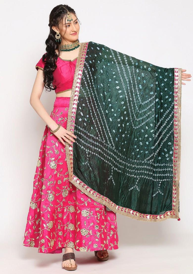 Women Bandhini Printed Dupatta With Gotta Patti Border