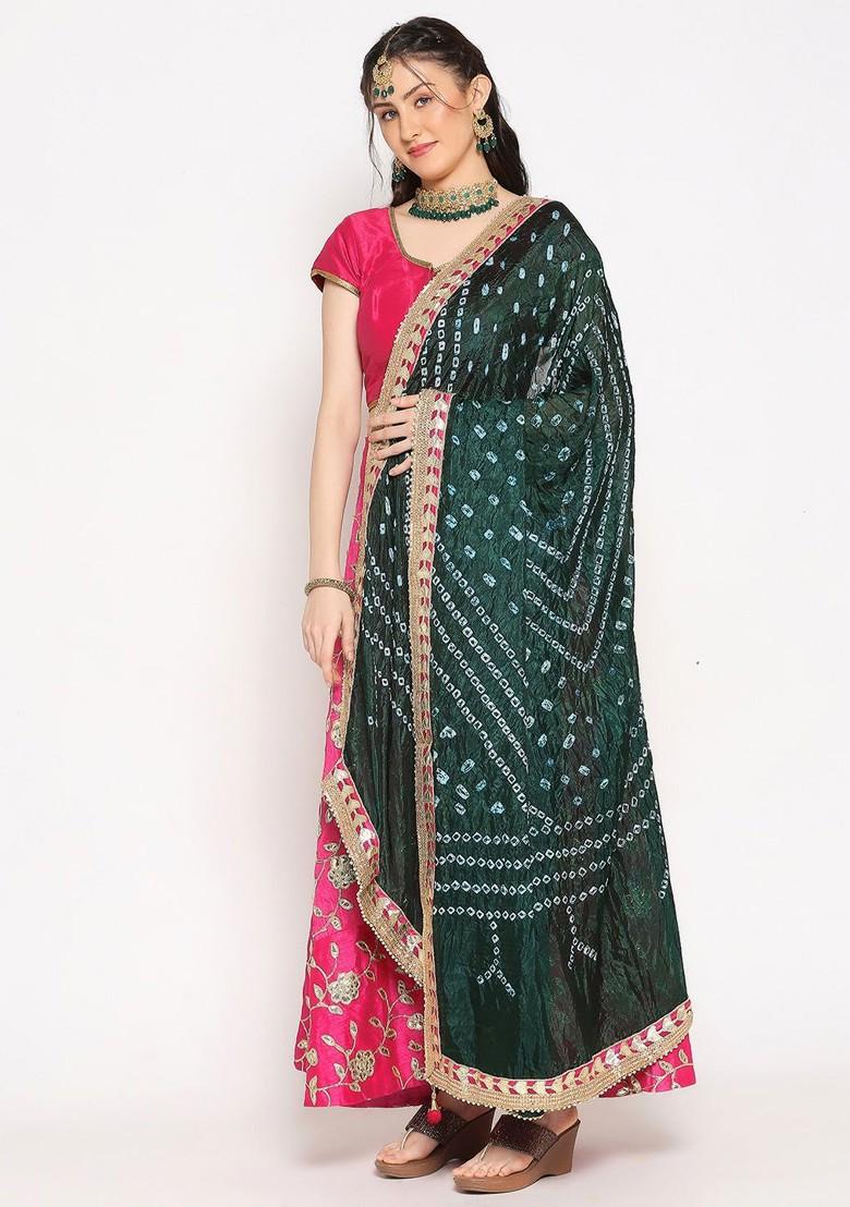 Women Bandhini Printed Dupatta With Gotta Patti Border
