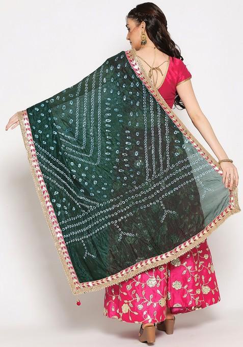 Women Bandhini Printed Dupatta With Gotta Patti Border