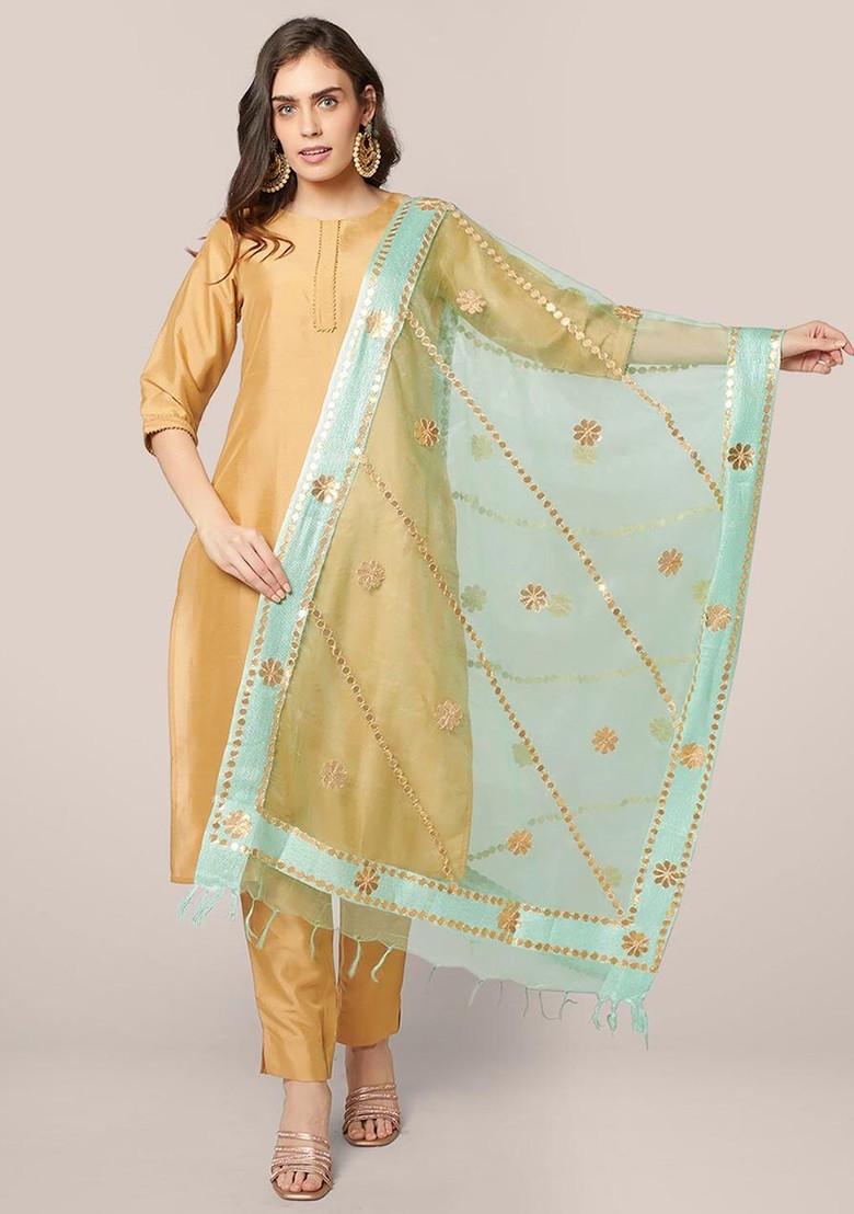Embroidered Organza Dupatta With Gotta Patti