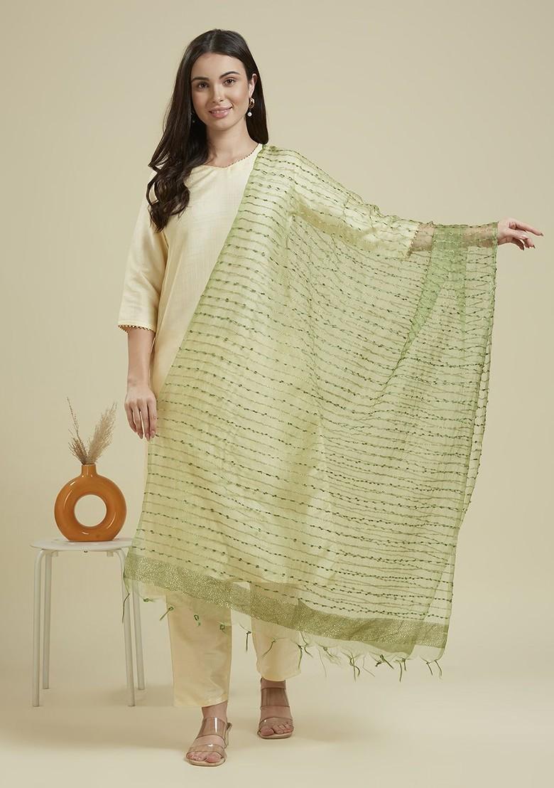 Woven Design Organza Dupatta With Zari