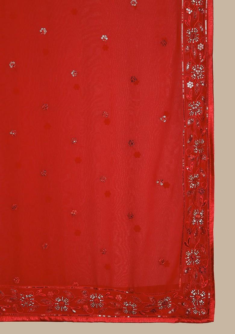 Embroidered Dupatta With Beads And Stones