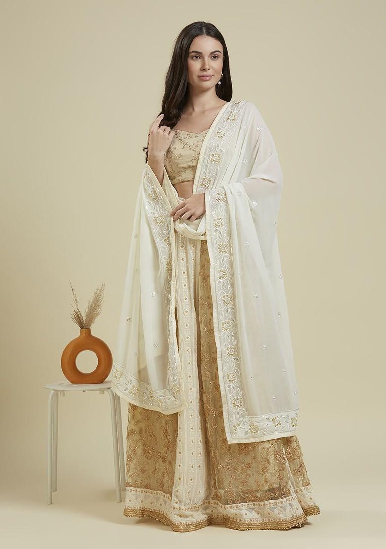 Embroidered Dupatta With Beads And Stones