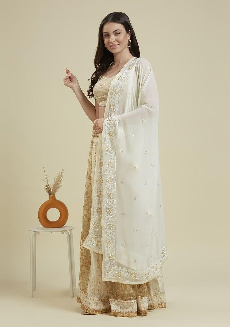 Embroidered Dupatta With Beads And Stones