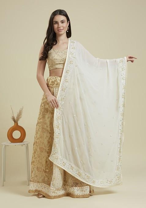 Embroidered Dupatta With Beads And Stones