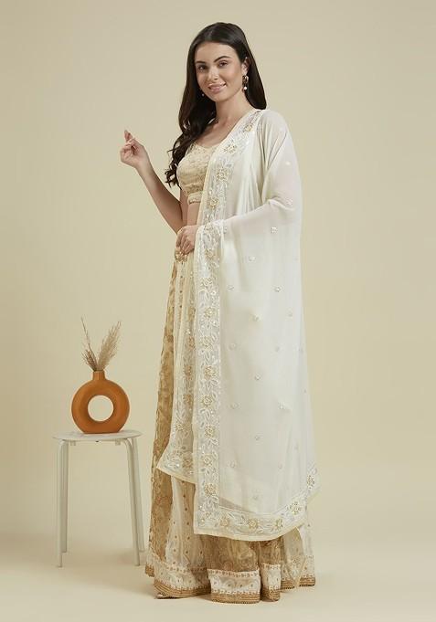 Embroidered Dupatta With Beads And Stones