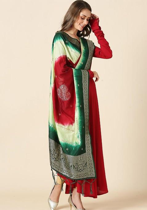 Ethnic Motifs Woven Design Banarasi Silk Dupatta