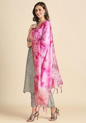 Dyed Shibori Printed Banarasi Silk Dupatta