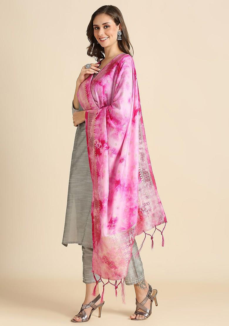 Dyed Shibori Printed Banarasi Silk Dupatta