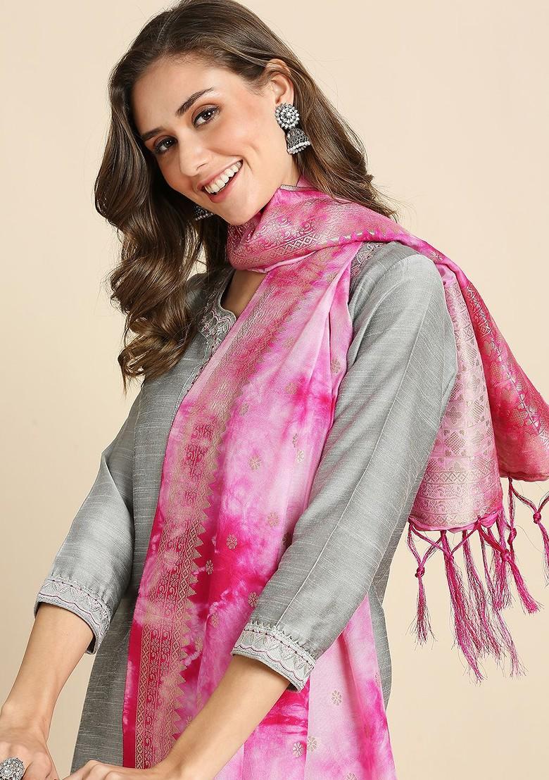Dyed Shibori Printed Banarasi Silk Dupatta