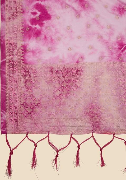 Dyed Shibori Printed Banarasi Silk Dupatta