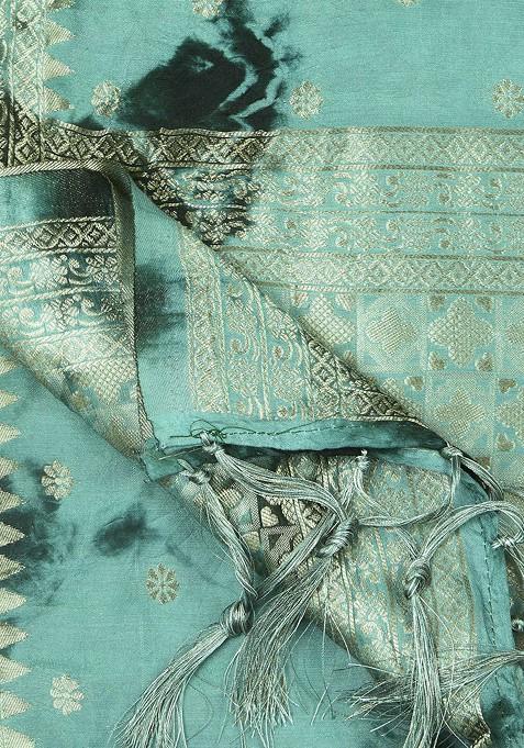 Dyed Shibori Printed Banarasi Silk Dupatta