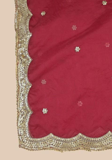 Ethnic Motifs Embroidered Sequinned Organza Dupatta