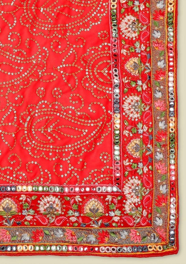 Men Paisley Embroidered Georgette Dupatta With Sequinned