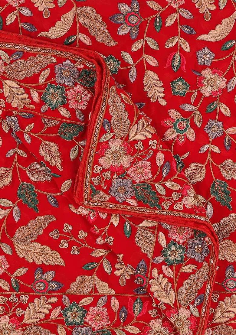 Men Floral Embroidered Sequinned Georgette Dupatta - Indya