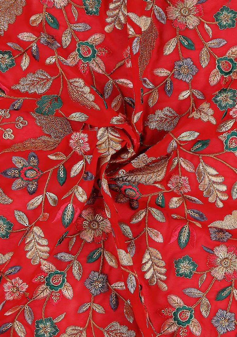 Men Floral Embroidered Sequinned Georgette Dupatta