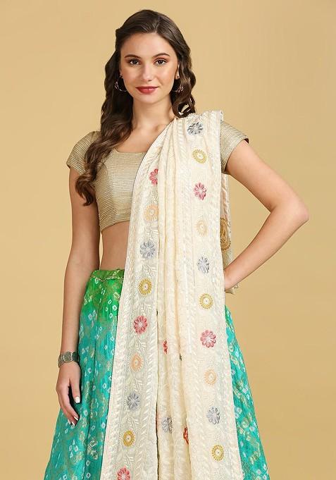 Ethnic Motifs Embroidered Sequinned Dupatta