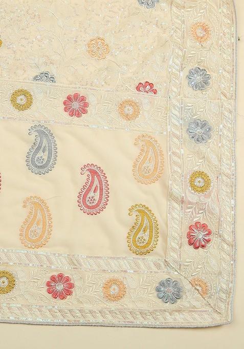 Ethnic Motifs Embroidered Sequinned Dupatta