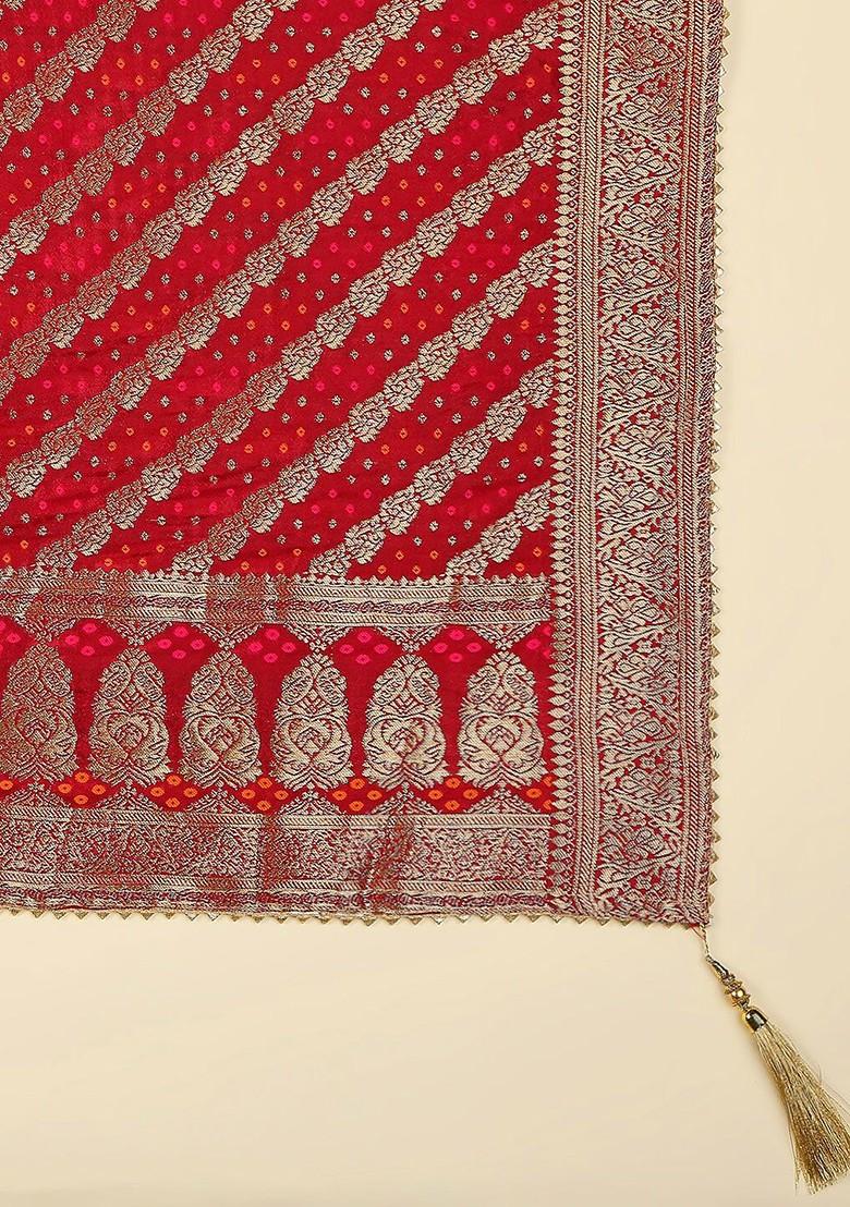 Ethnic Motifs Woven Design Embellished Zari Banarasi Silk Dupatta