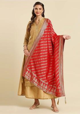 Woven Design Silk Dupatta With Zari