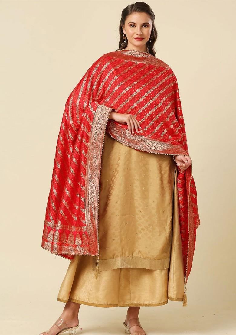 Woven Design Silk Dupatta With Zari