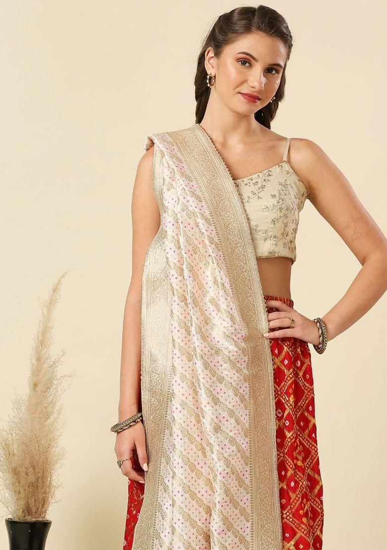 Woven Design Silk Dupatta With Zari And Gotta Patti