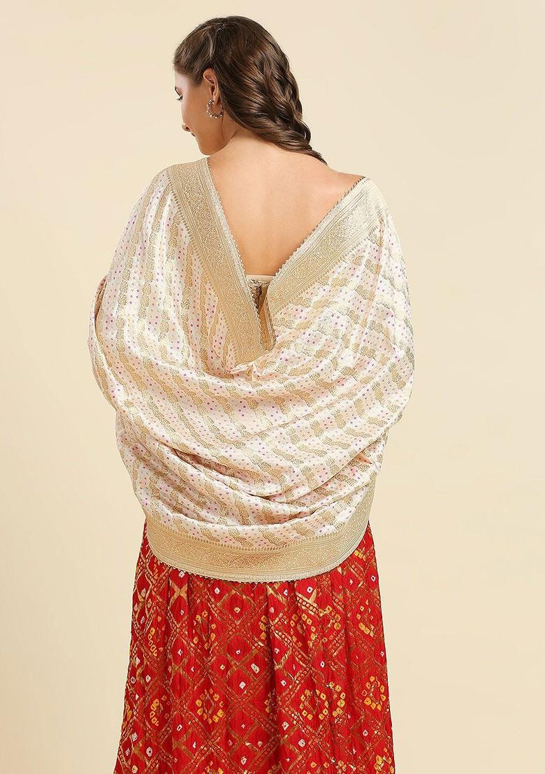 Woven Design Silk Dupatta With Zari And Gotta Patti