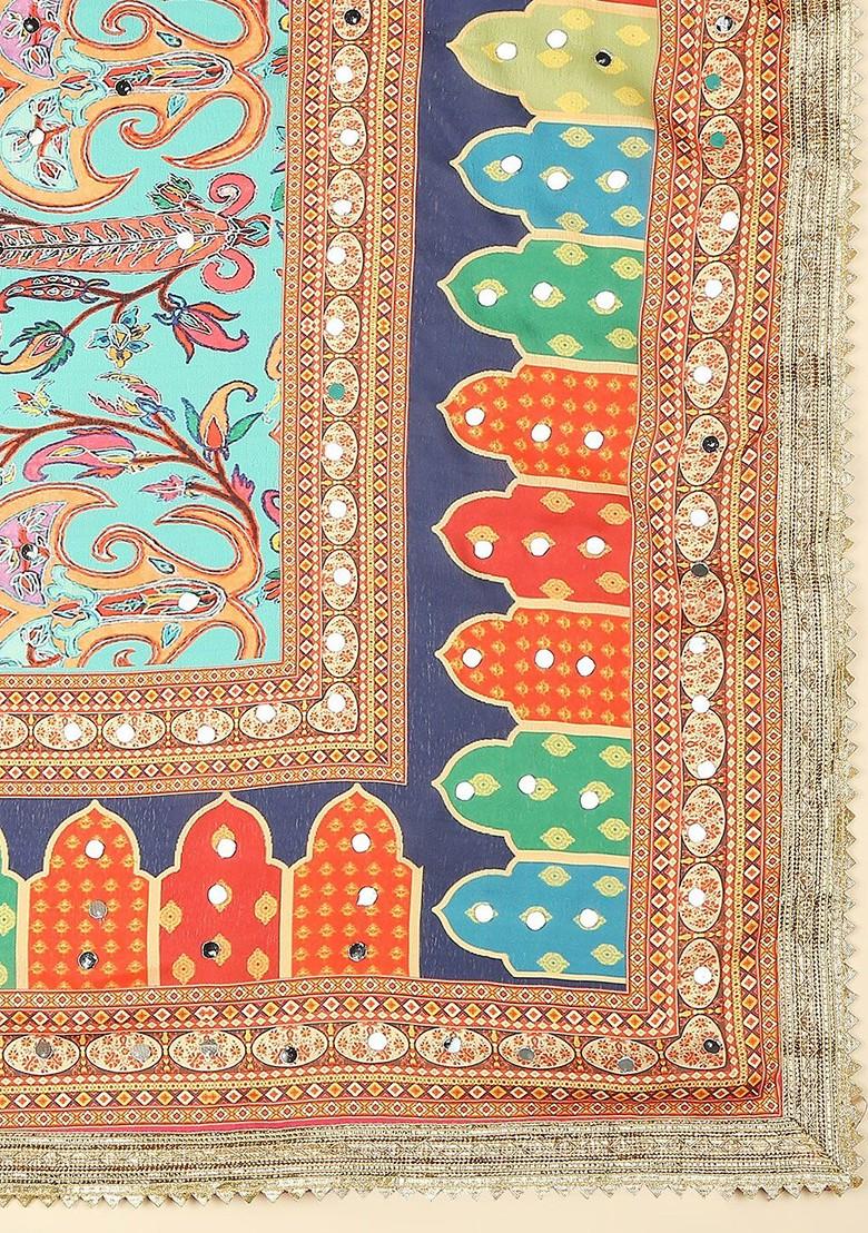 Ethnic Motifs Printed Dupatta With Mirror Work