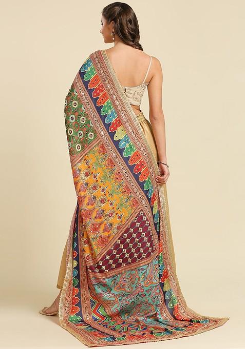 Ethnic Motifs Printed Dupatta With Mirror Work
