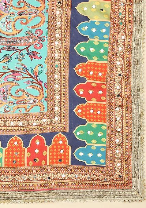 Ethnic Motifs Printed Dupatta With Mirror Work