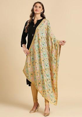 Ethnic Motifs Phulkari Embroidered Dupatta Phulkari