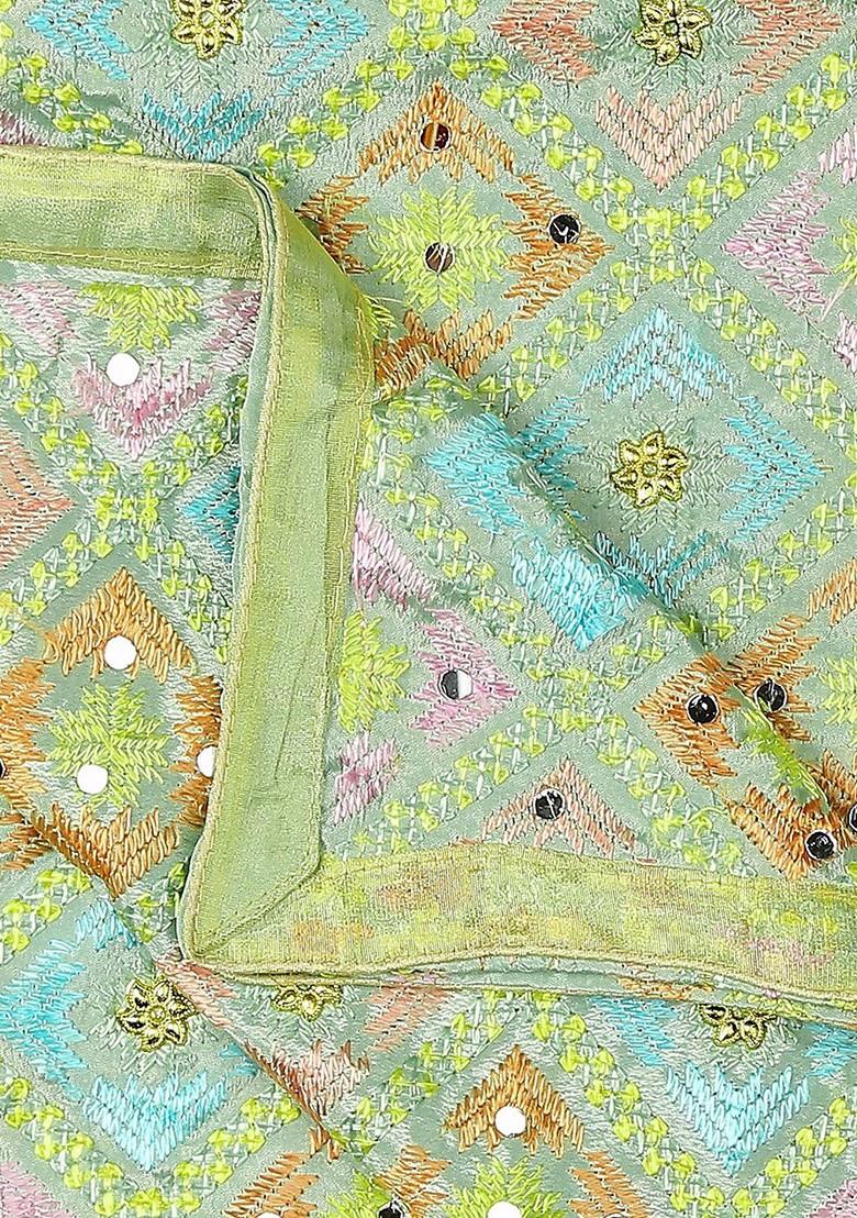 Ethnic Motifs Embroidered Phulkari Chiffon Dupatta