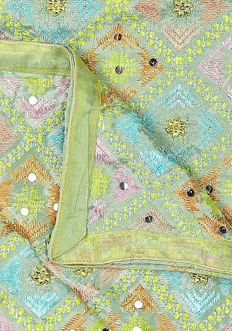 Ethnic Motifs Embroidered Phulkari Chiffon Dupatta
