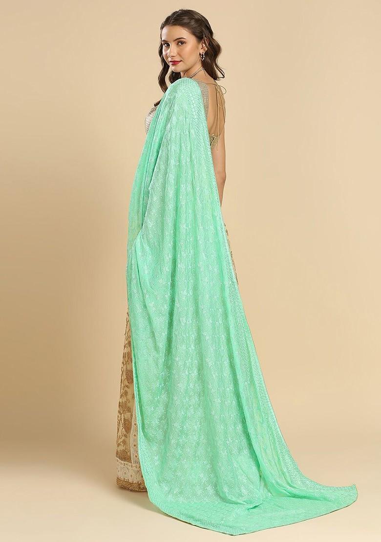 Ethnic Motifs Embroidered Phulkari Chiffon Dupatta