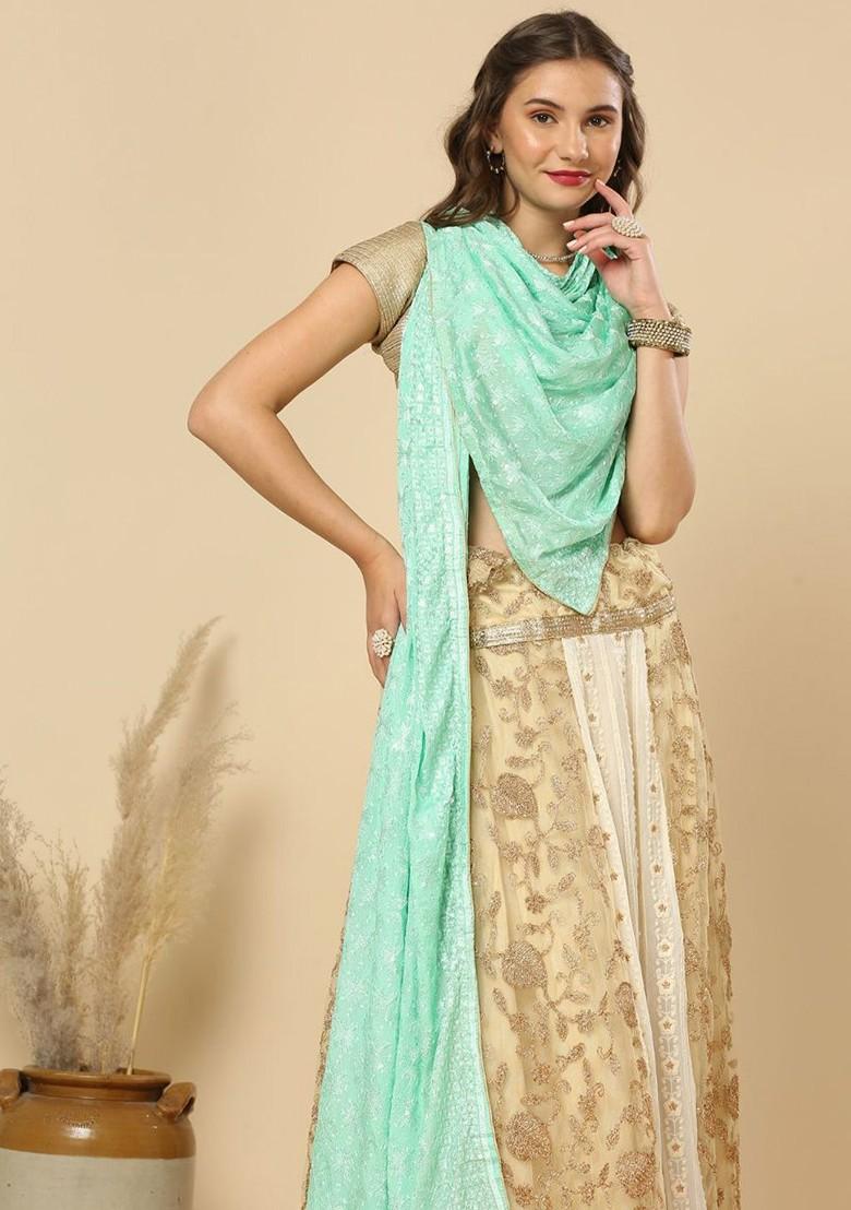 Ethnic Motifs Embroidered Phulkari Chiffon Dupatta