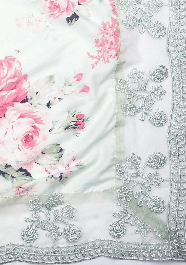 Printed Dupatta With Thread Work