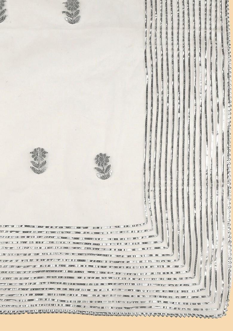 Floral Embroidered Organza Gotta Patti Dupatta