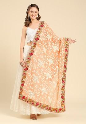 Floral Embroidered Georgette Dupatta