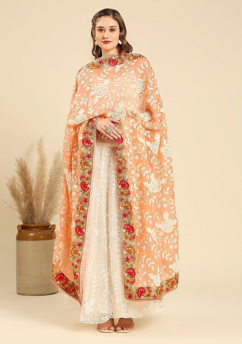 Floral Embroidered Georgette Dupatta