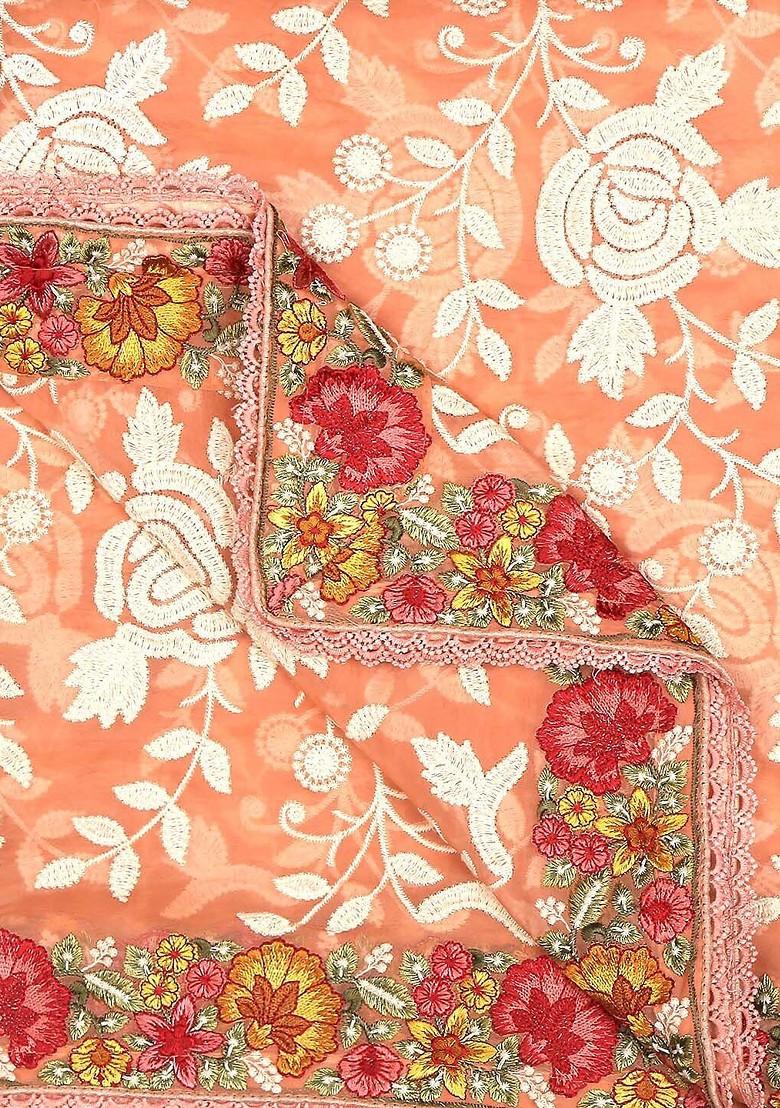 Floral Embroidered Georgette Dupatta