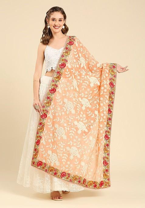 Floral Embroidered Georgette Dupatta