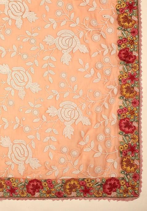Floral Embroidered Georgette Dupatta