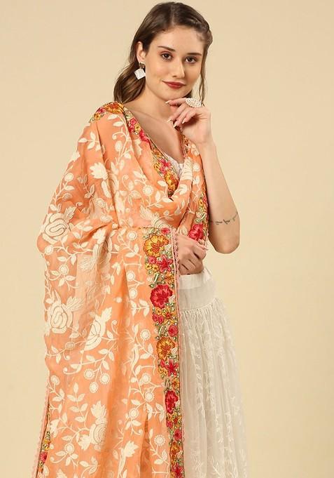 Floral Embroidered Georgette Dupatta