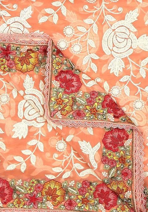 Floral Embroidered Georgette Dupatta