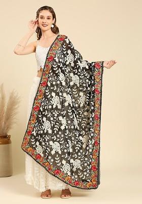 Floral Embroidered Georgette Dupatta